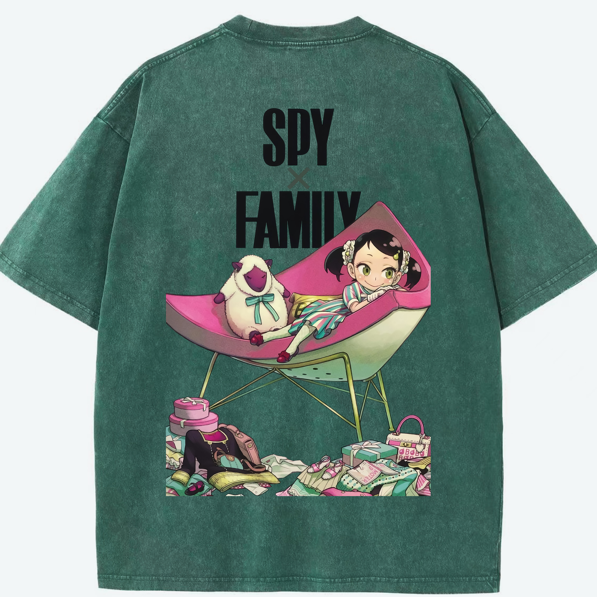 （画像用） SPY×FAMILY间谍家家酒 綿100% ヴィンテージ風 半袖Tシャツ（背面プリント）